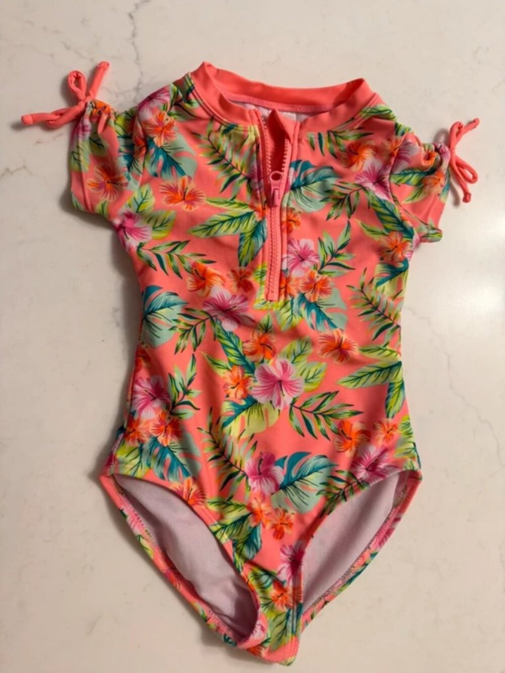 Cat & Jack Tropical Floral Girls Swimsuit Size XS (4/5)